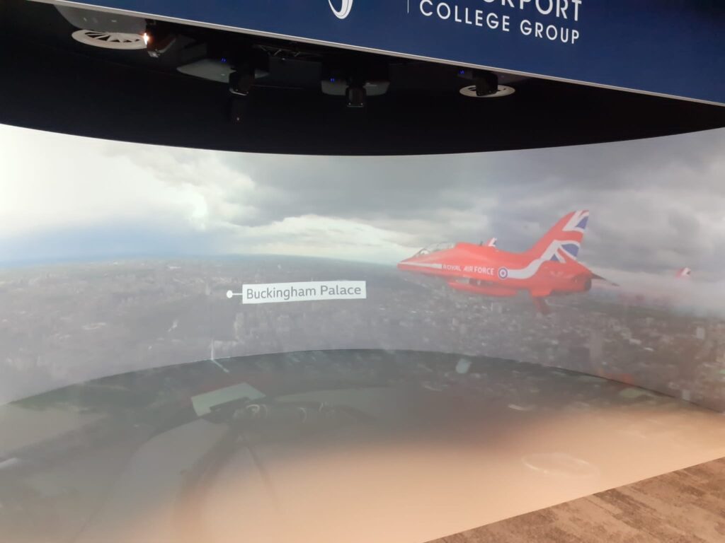 Immersive audio-visual experience in the state-of-the-art Igloo Cave showing a flythrough of an RAF fighter jet