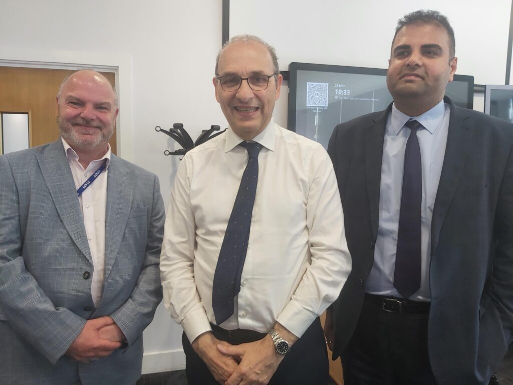 CEO James Scott, Sir John Benger and Nav Mishra MP.